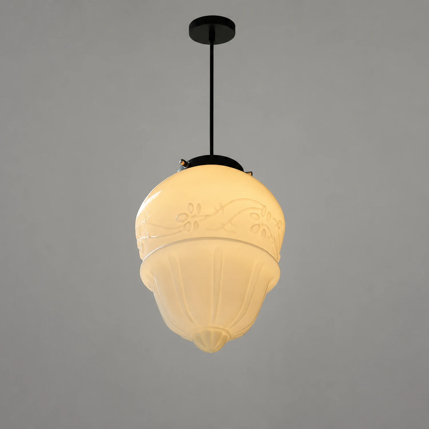 Retro Milk White Glass Geometric Jar Pendant Light - Lumpaz