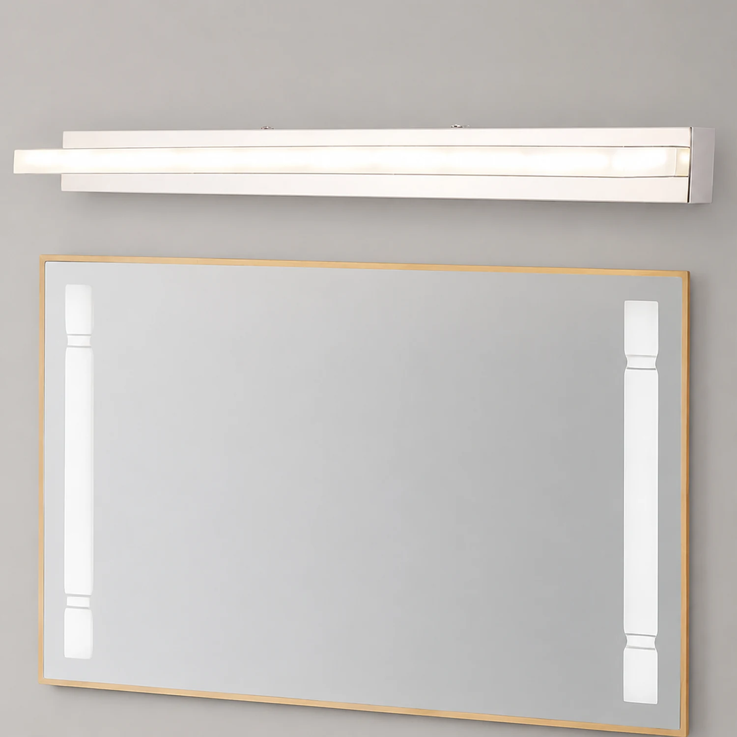 Leigh Rechteckige Spiegelfront Waschtisch-Wandleuchte, L 42/52/62/72CM - Lumpaz