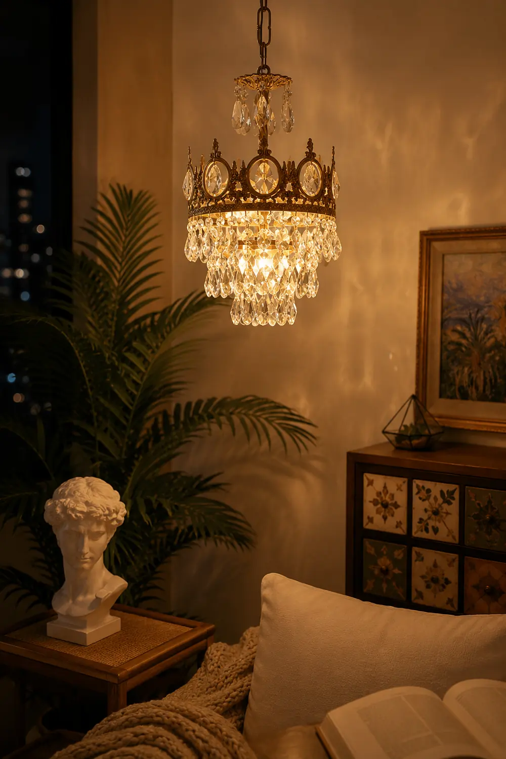 Retro French Gold Crystal Chandelier - Lumpaz