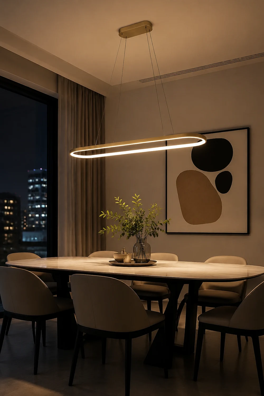 Edge Moderne Kreis LED Pendelleuchte aus Metall für Esszimmer - Lumpaz