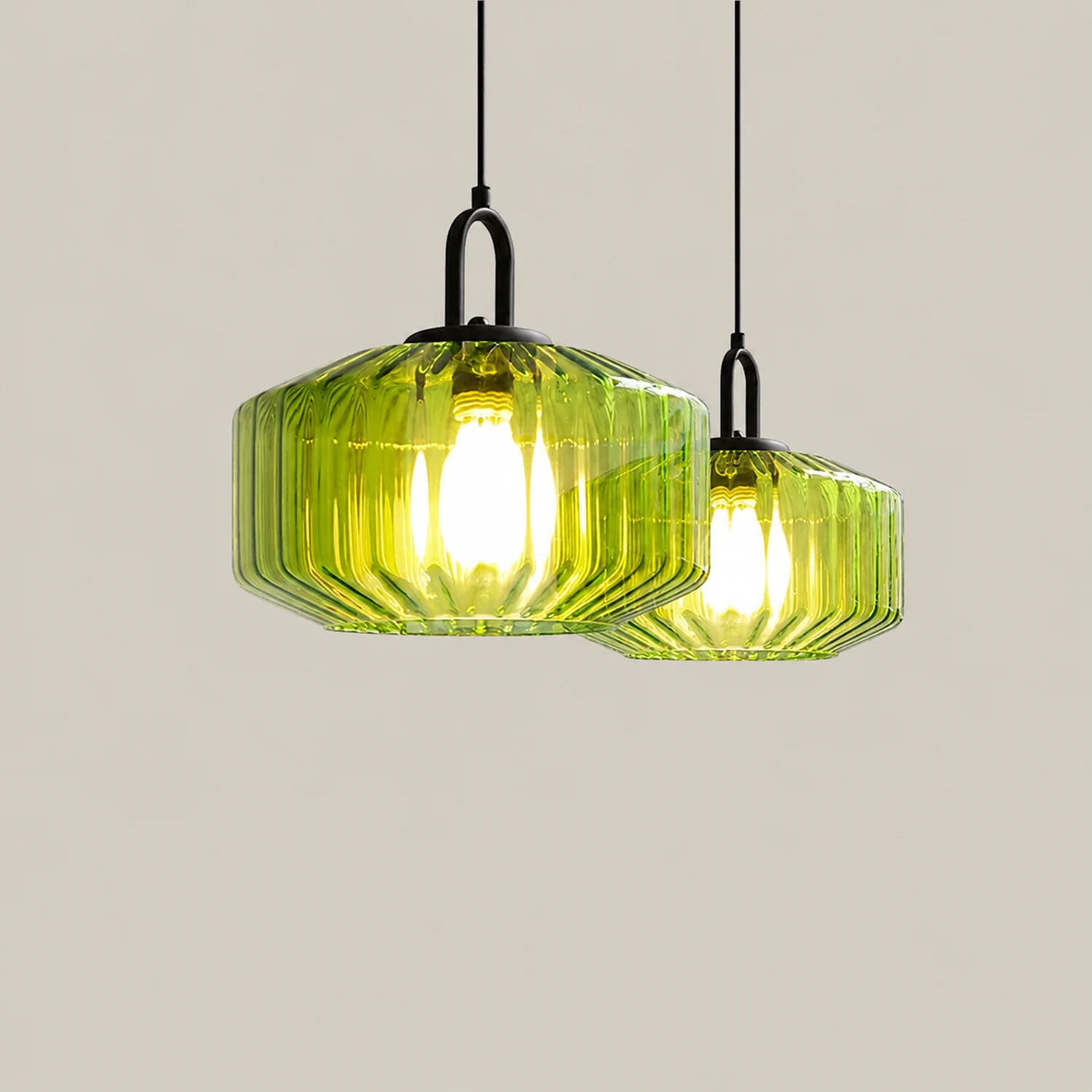 Mid Century Striped Glass Pendant Light - Lumpaz