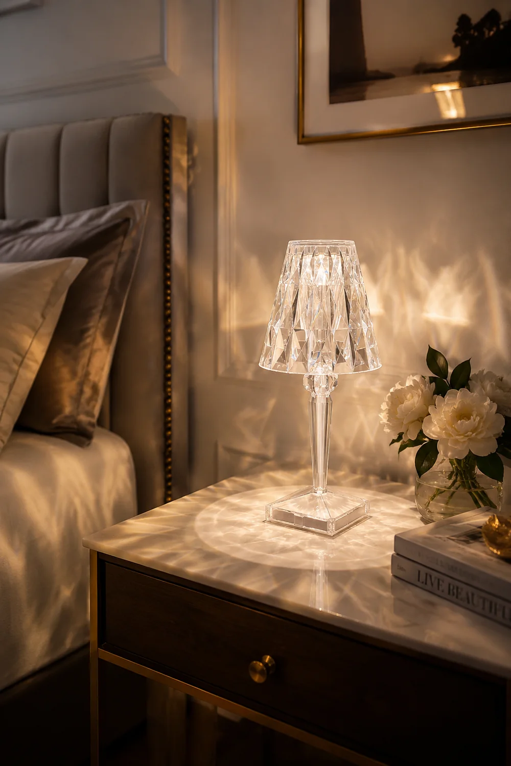 Kristy Design Kristall Diamant Tischlampe Licht, Wohn/Schlafzimmer, Acryl - Lumpaz