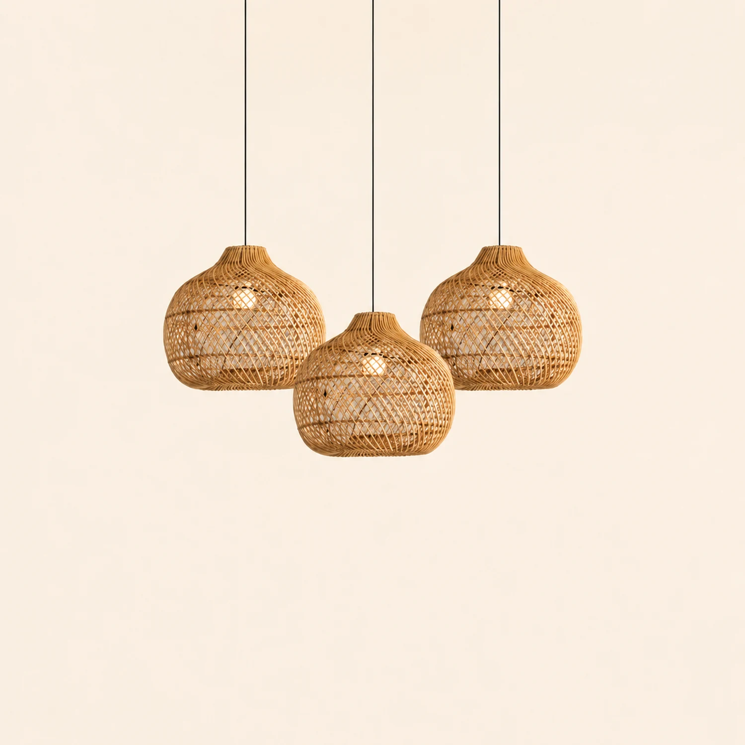 Handmade Wicker Basket Rattan Pendant Light - Lumpaz