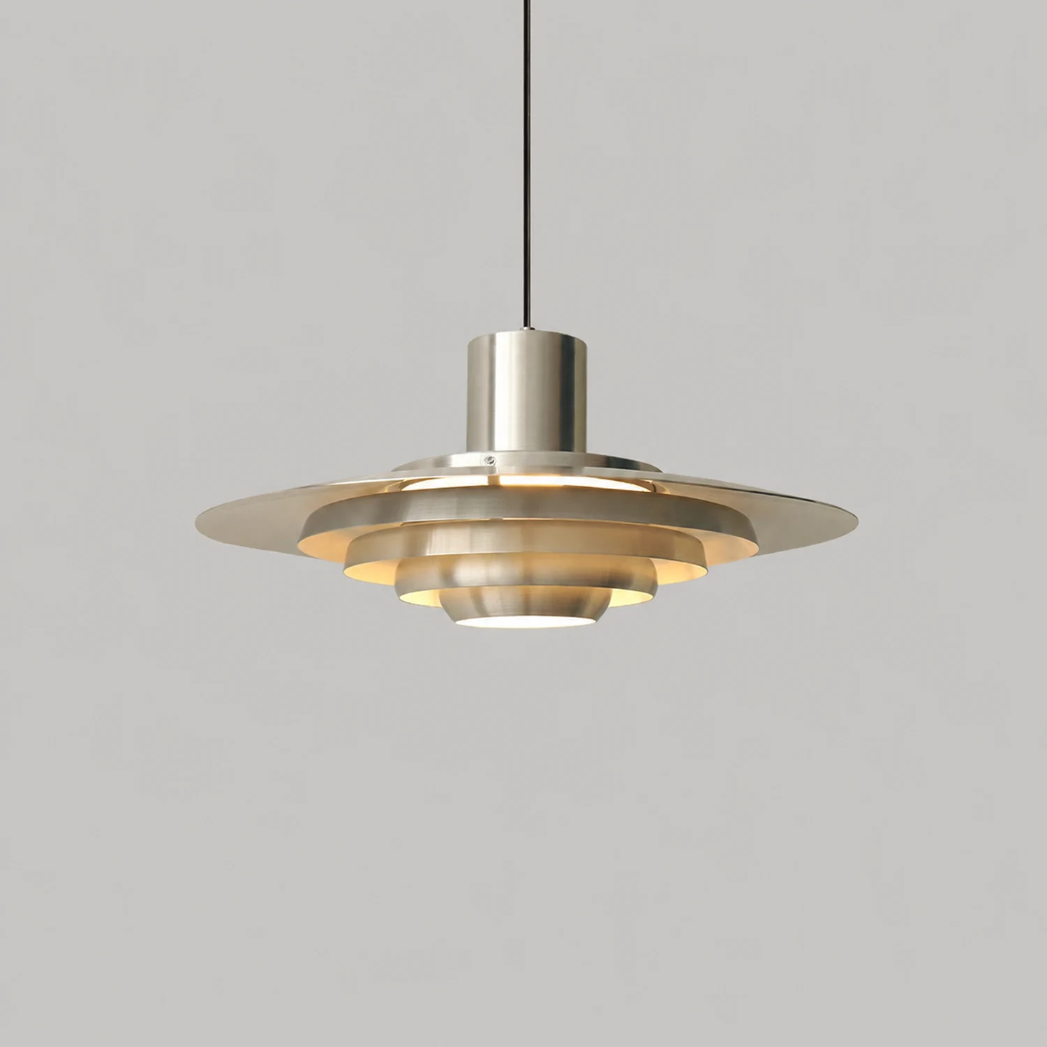 Large Brass Mid Century Modern Hanging Lamp Pendant Light - Lumpaz