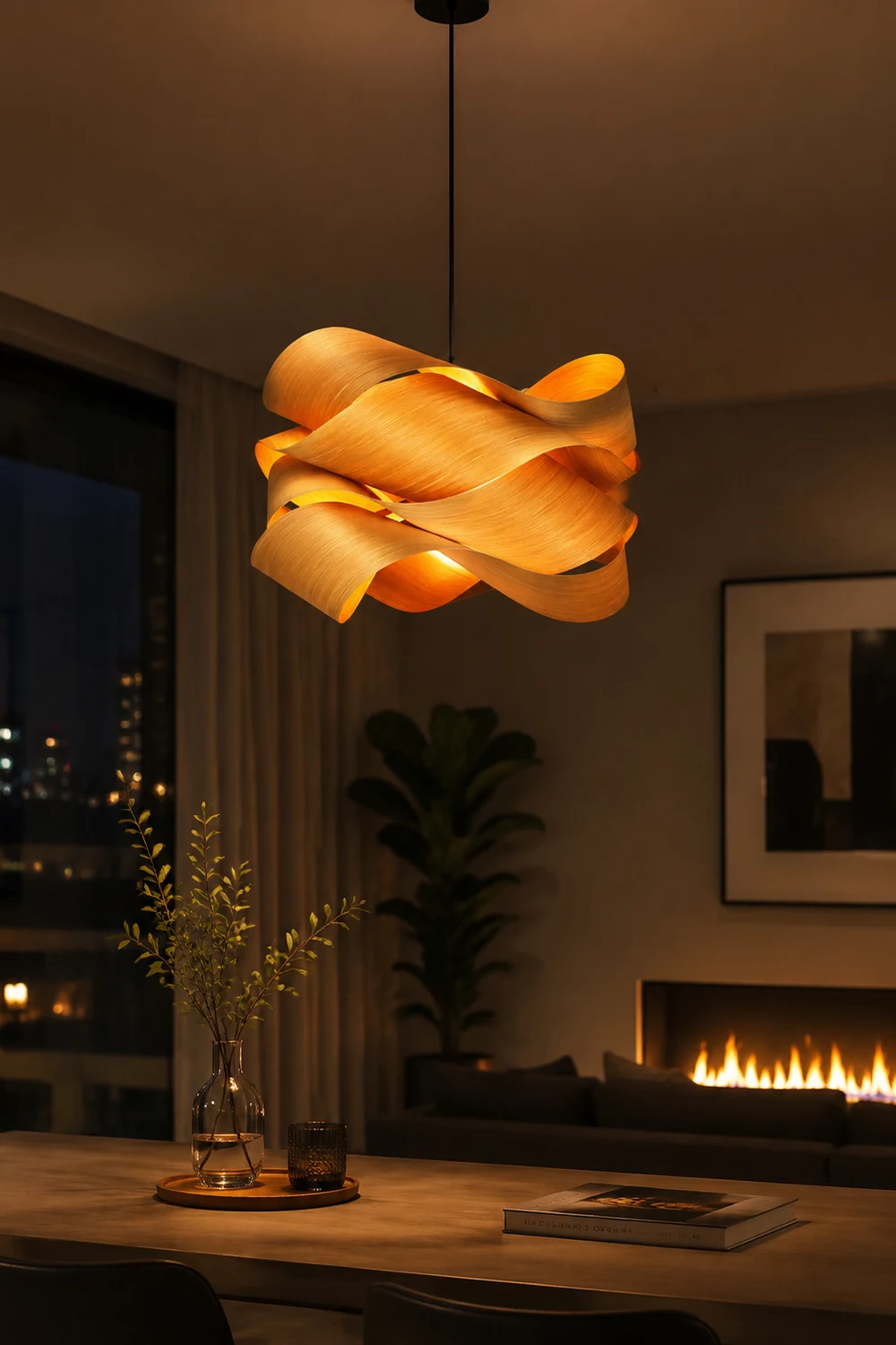Modern Irregular Wood Pendant Light For Kitchen - Lumpaz