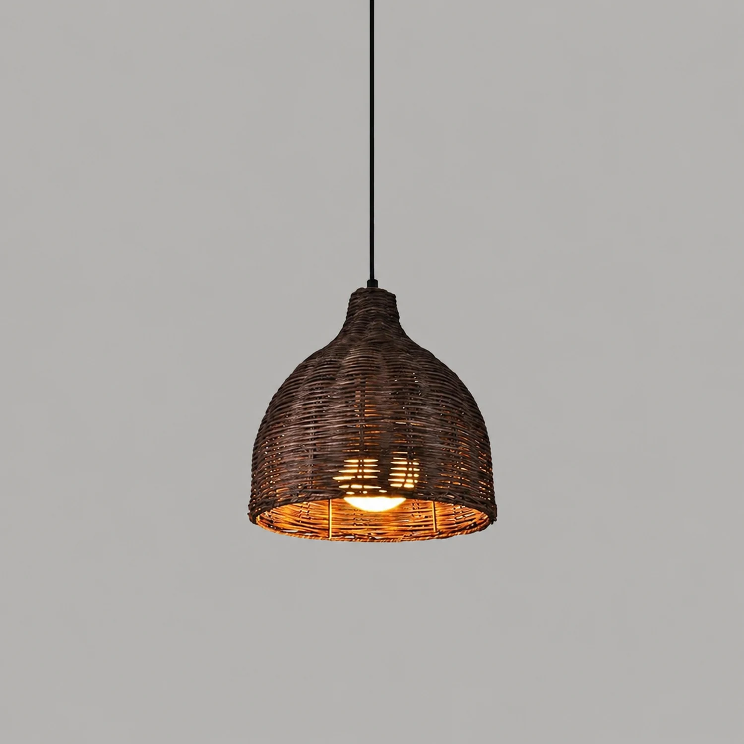 Bamboo Rattan Basket Pendant Light For Kitchen - Lumpaz