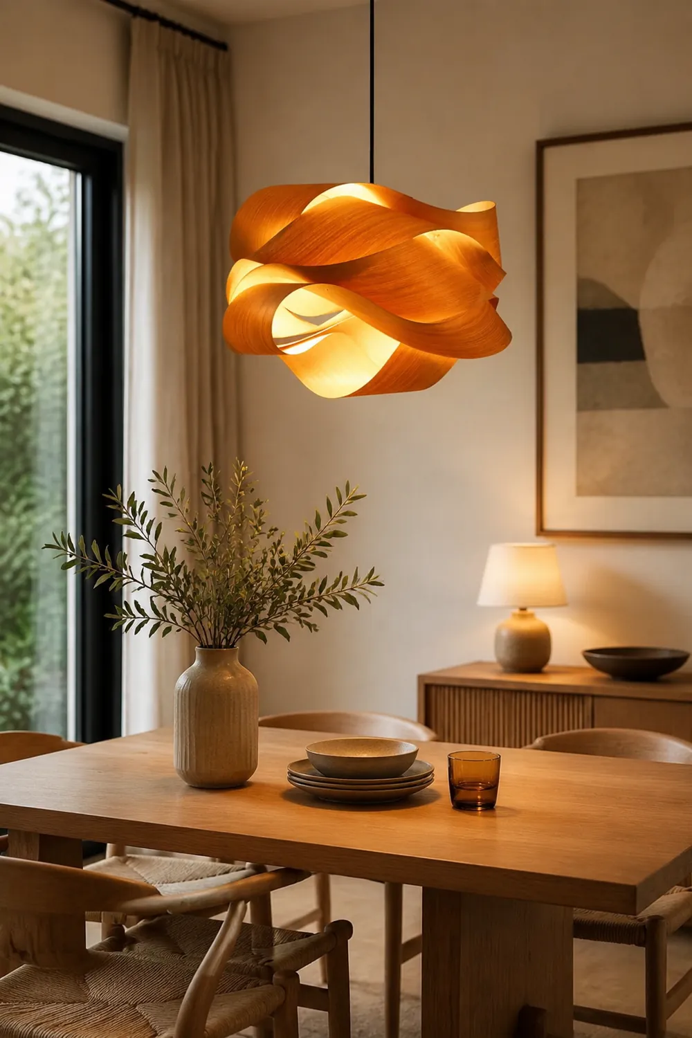 Modern Irregular Wood Pendant Light For Kitchen - Lumpaz