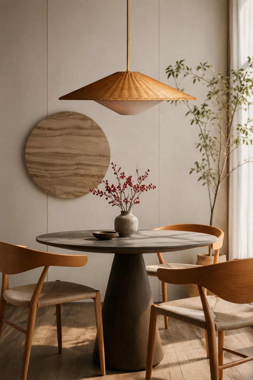 Retro Rattan Handwoven Zen Pendant Light - Lumpaz