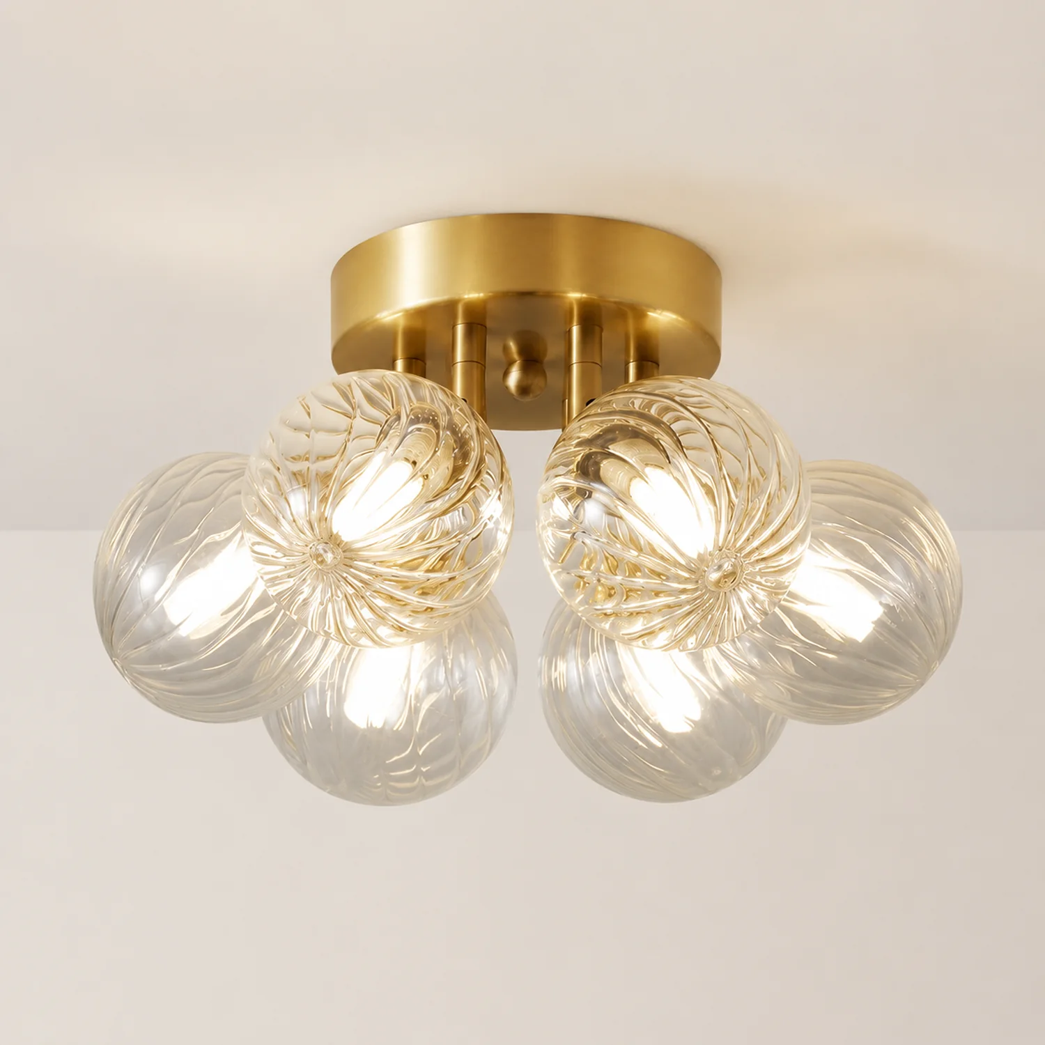 Valentina Deckenleuchte Klare Blasen, Reiner Kupfer & Glas 3/4/5/6 -flammig - Lumpaz