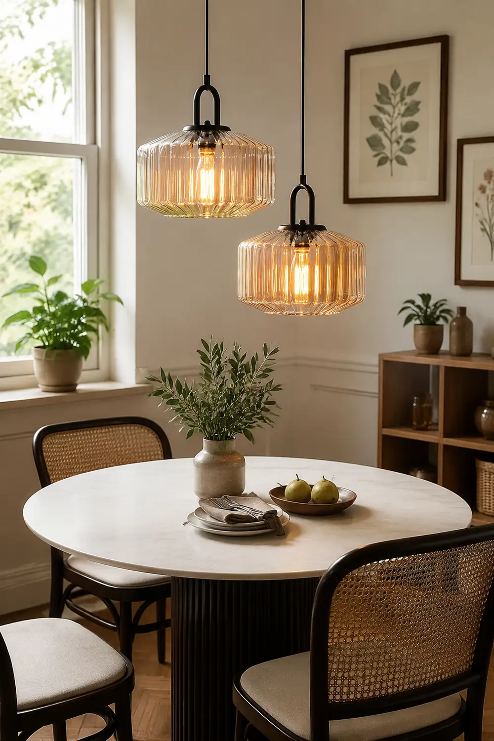 Mid Century Striped Glass Pendant Light - Lumpaz