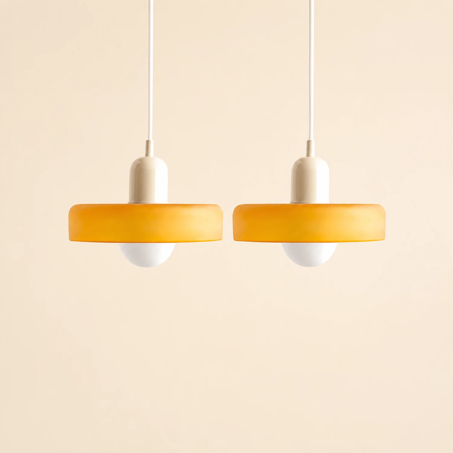 2 Heads Modern Bauhaus Glass Pendant Light - Lumpaz