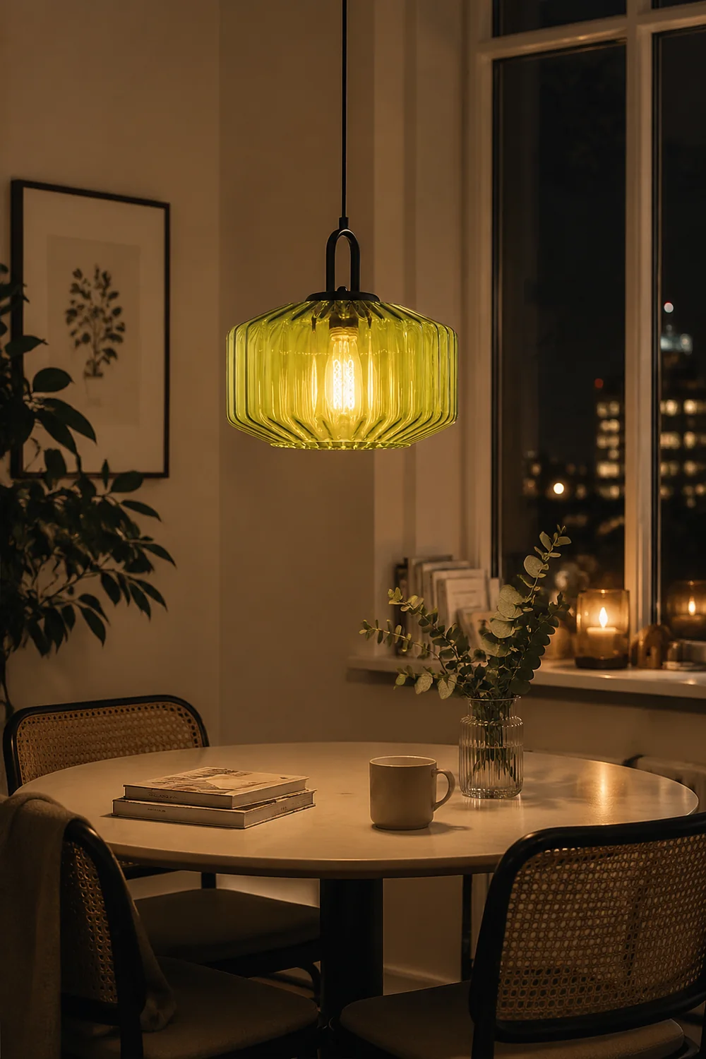Mid Century Striped Glass Pendant Light - Lumpaz