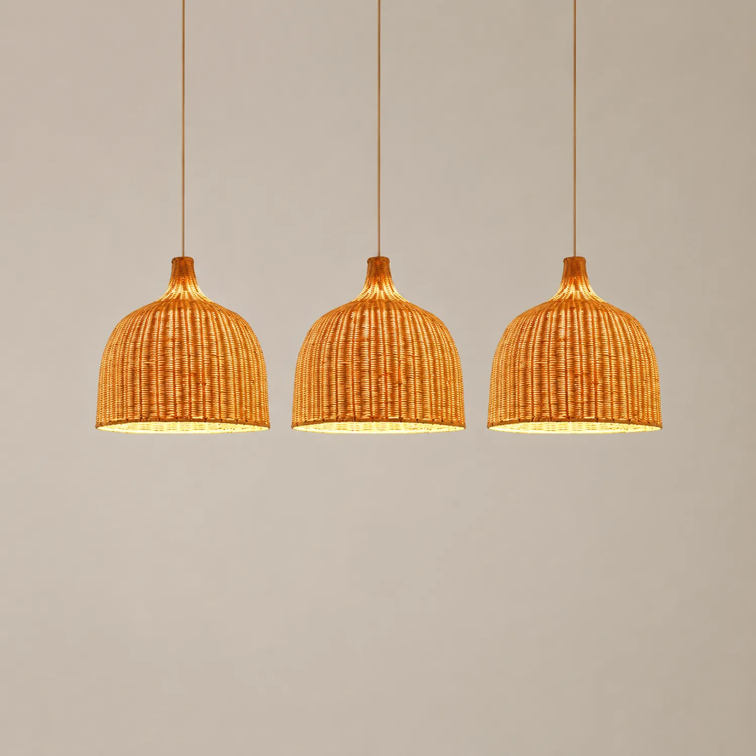 Bamboo Rattan Basket Pendant Light For Kitchen - Lumpaz