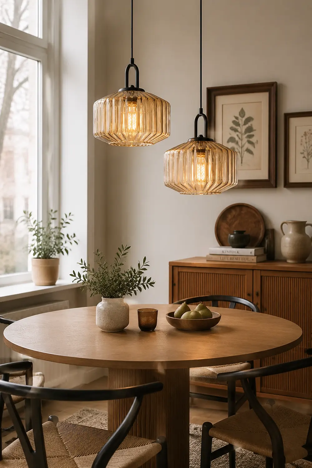 Mid Century Striped Glass Pendant Light - Lumpaz