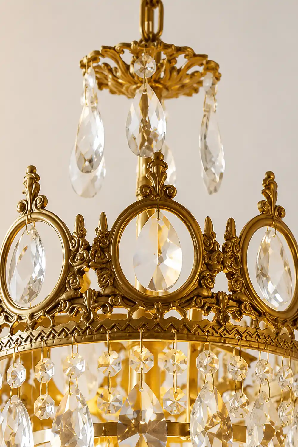 Retro French Gold Crystal Chandelier - Lumpaz