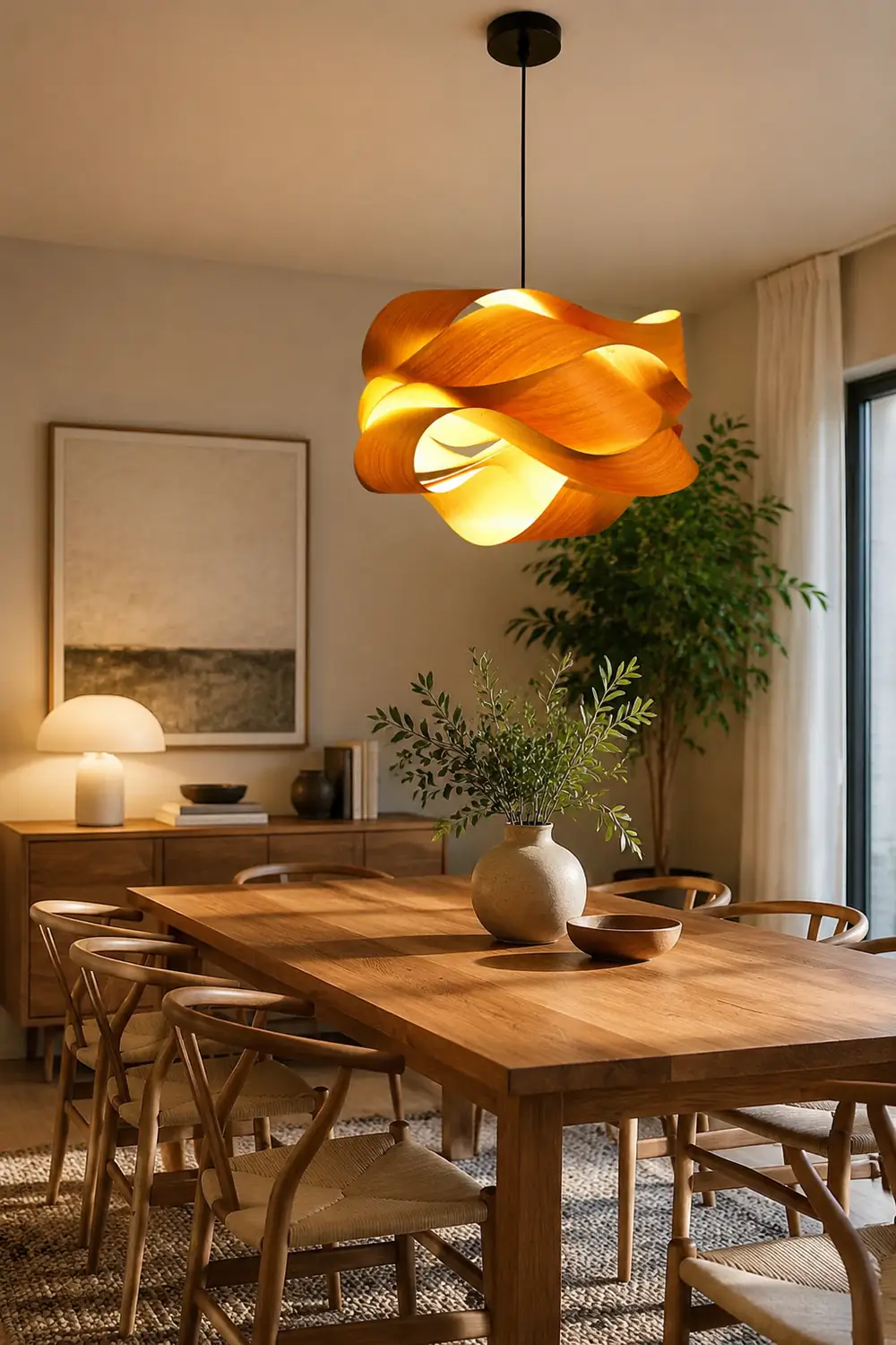Modern Irregular Wood Pendant Light For Kitchen - Lumpaz