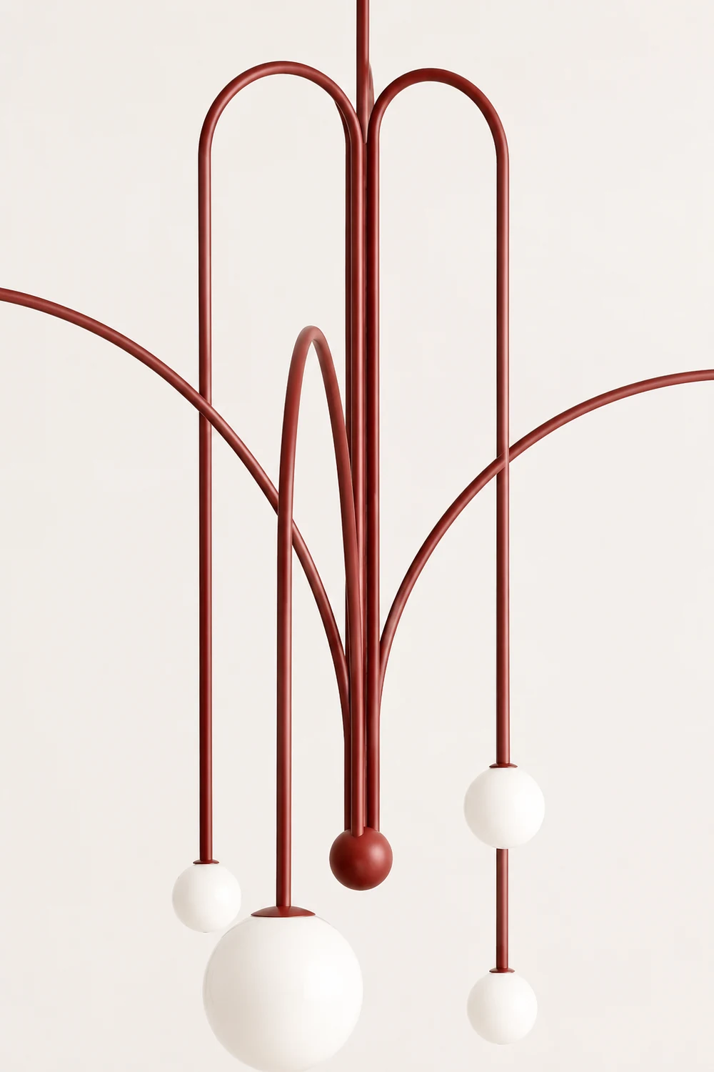 Red Art Deco Long Line Type Metal Pendant Light - Lumpaz