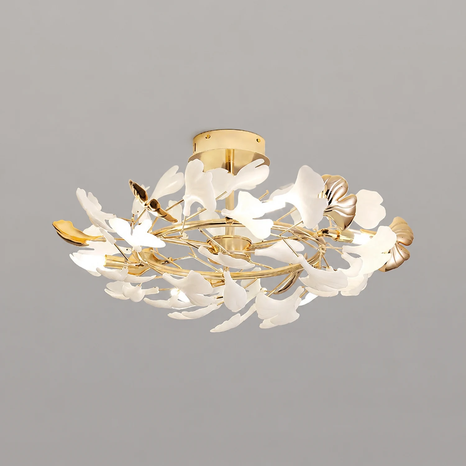 Ophelia Flush Mount Deckenleuchte, 36/47/48/56/60/76 Blätter, Keramik & Metall - Lumpaz