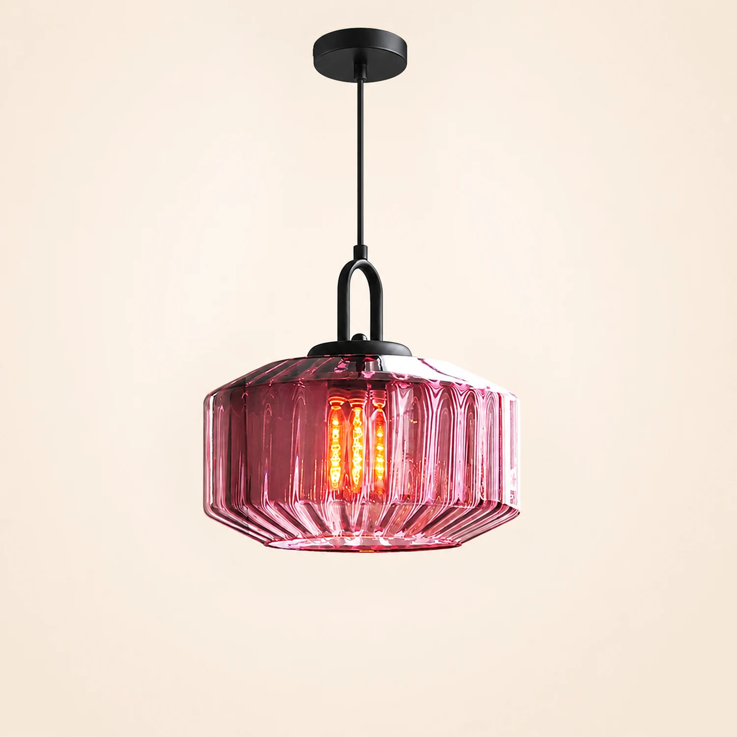 Mid Century Striped Glass Pendant Light - Lumpaz