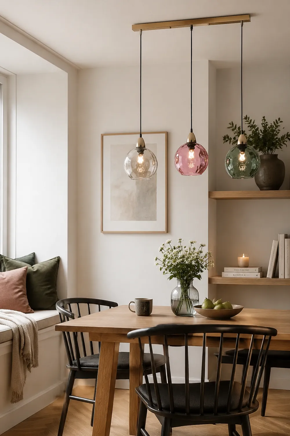Hailie Pendelleuchte aus buntem Glas, 3 flammig - Lumpaz