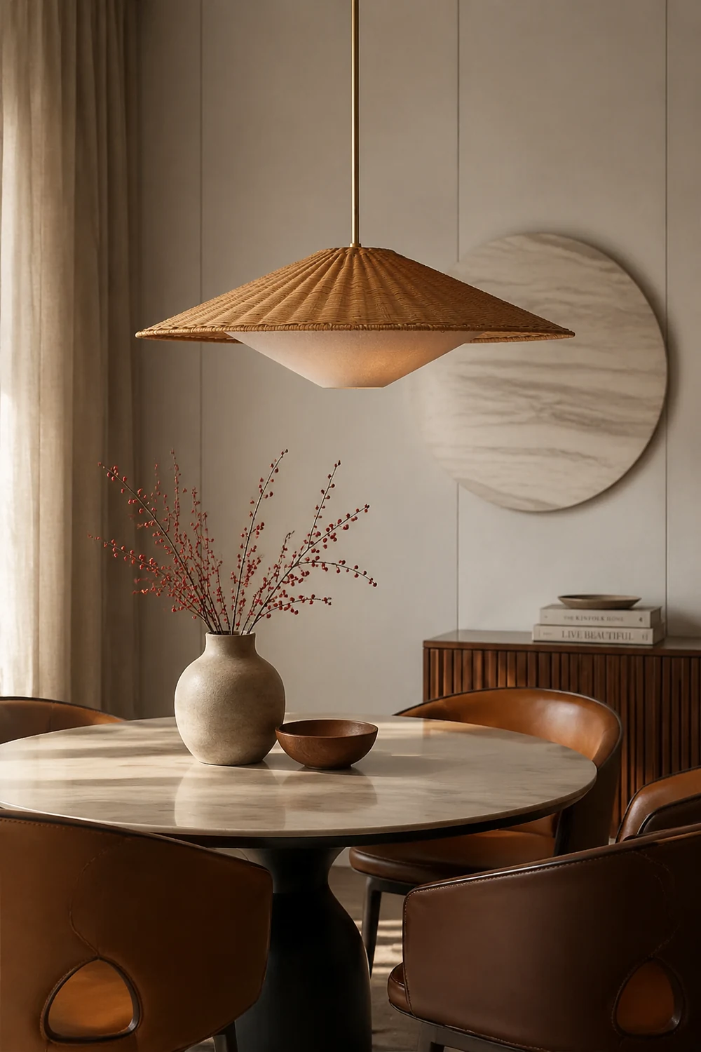 Retro Rattan Handwoven Zen Pendant Light - Lumpaz