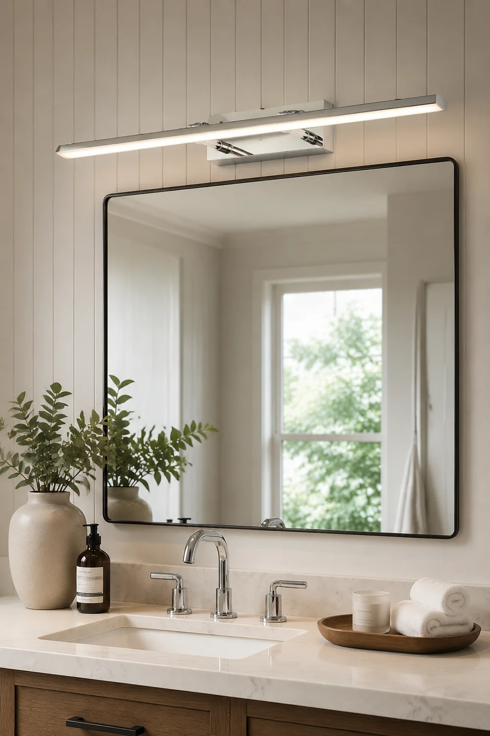 Leigh Spiegelfront Waschtisch-Wandleuchte, L 39/49/59/69CM - Lumpaz