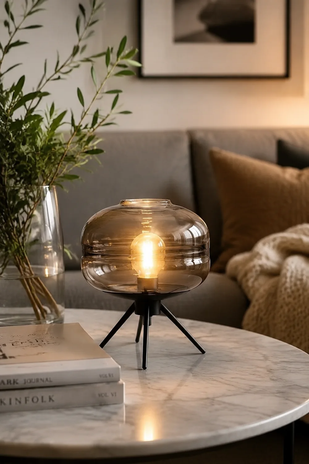 Modern Designer Glass Shade Table Lamp - Lumpaz