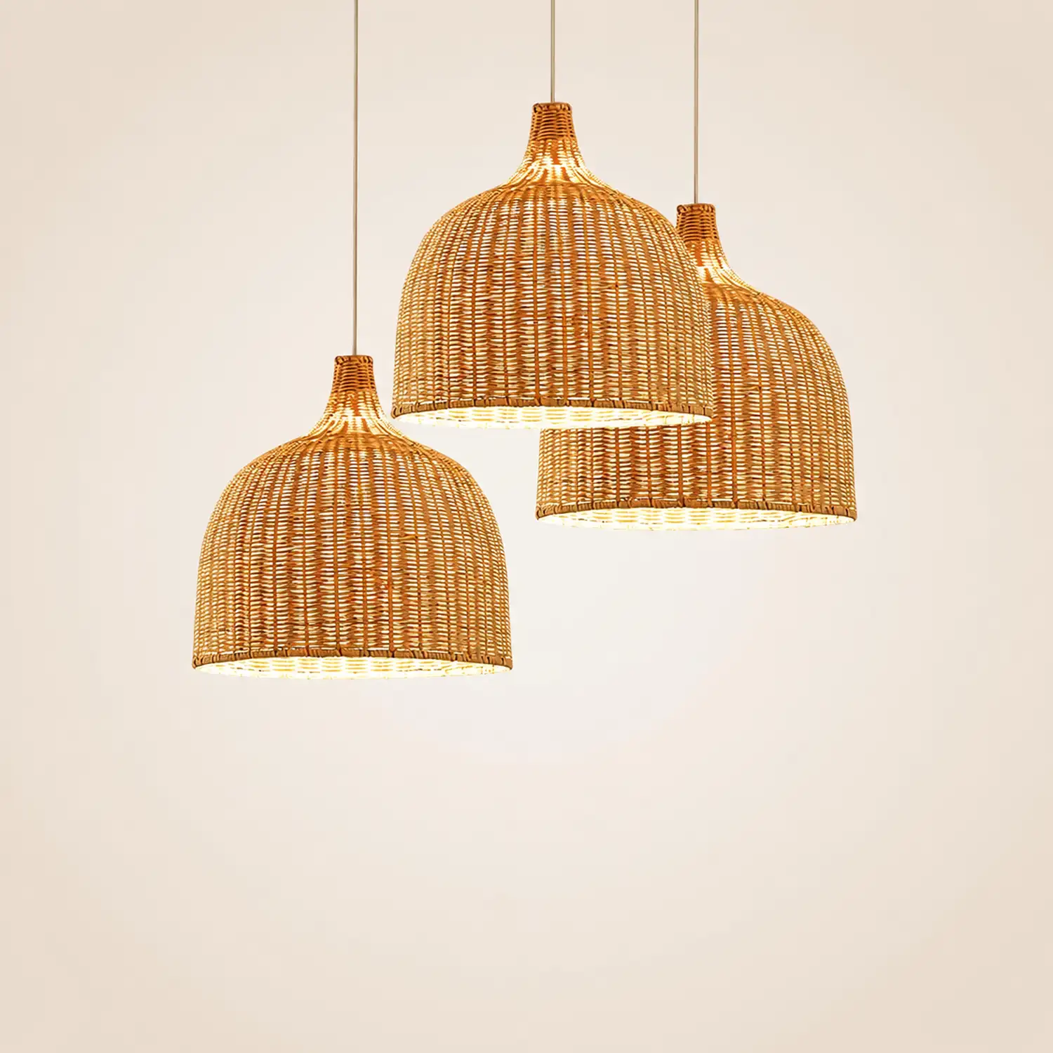 Bamboo Rattan Basket Pendant Light For Kitchen - Lumpaz