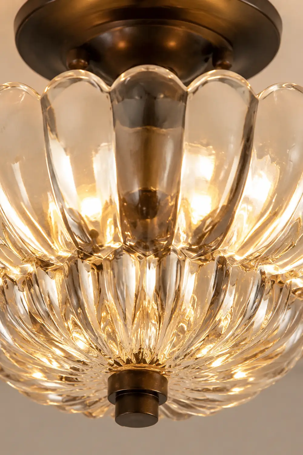 Vintage Amber Glass Semi-Flush Ceiling Light Shades Of Light - Lumpaz