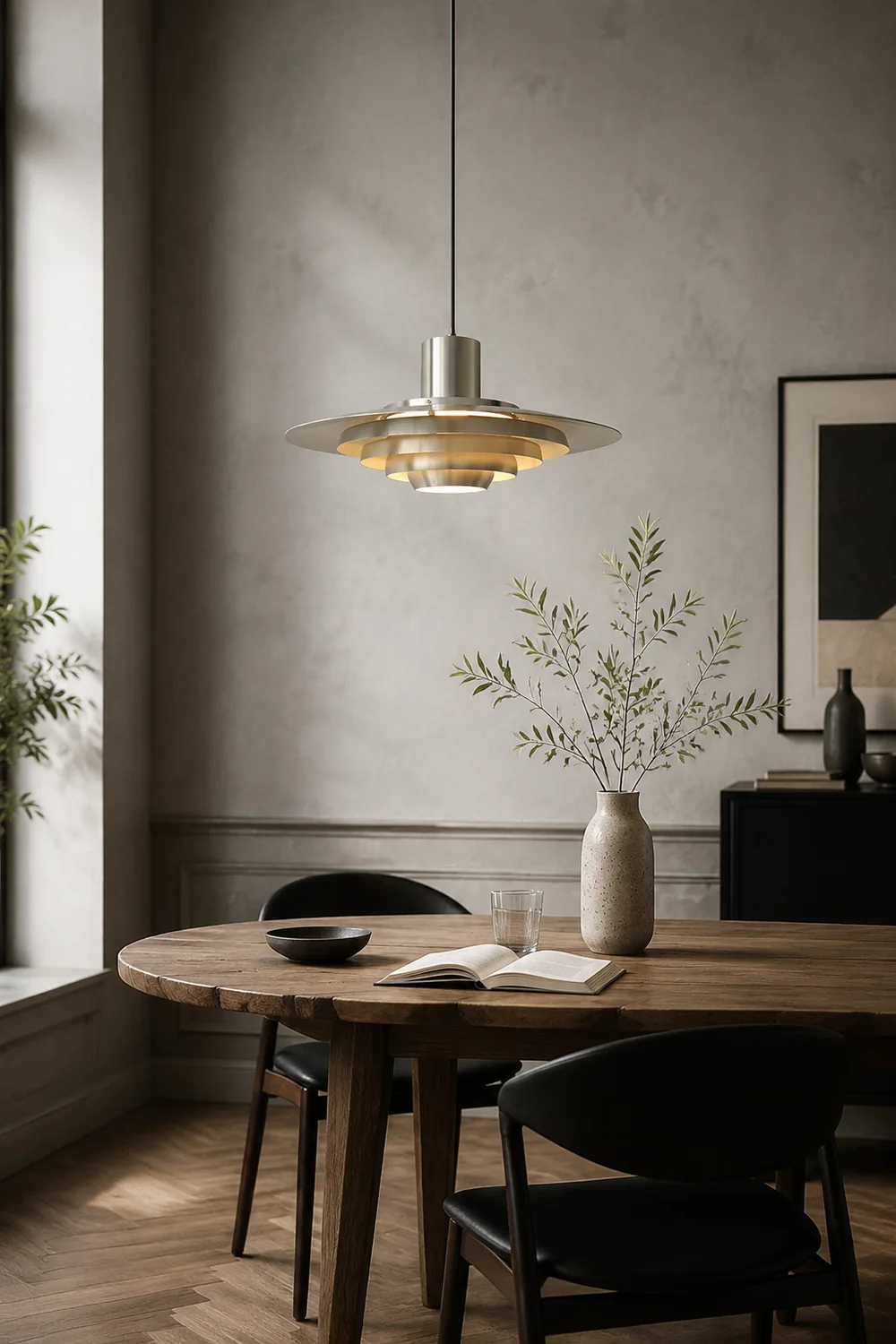 Large Brass Mid Century Modern Hanging Lamp Pendant Light - Lumpaz