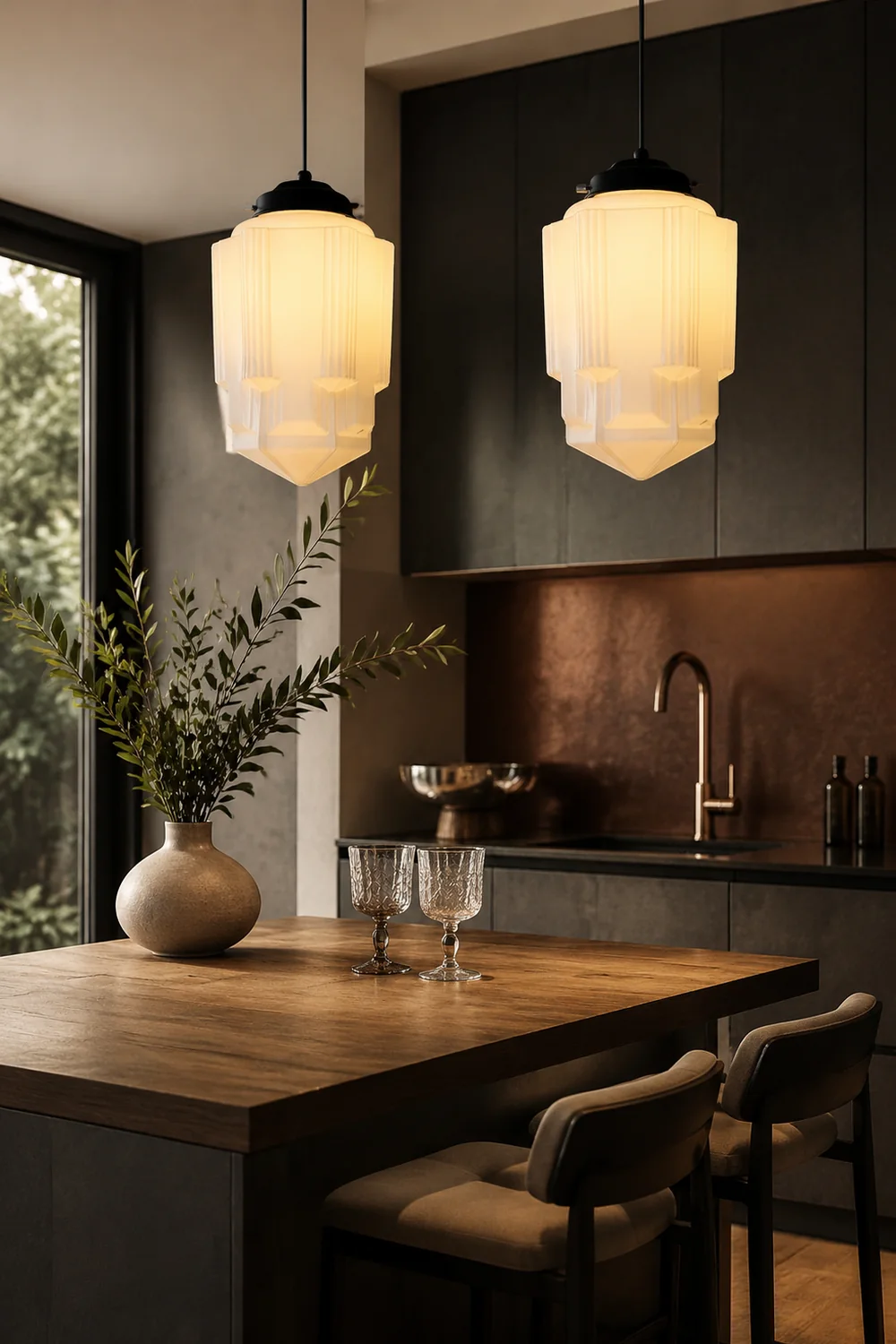 Retro Milk White Glass Geometric Jar Pendant Light - Lumpaz