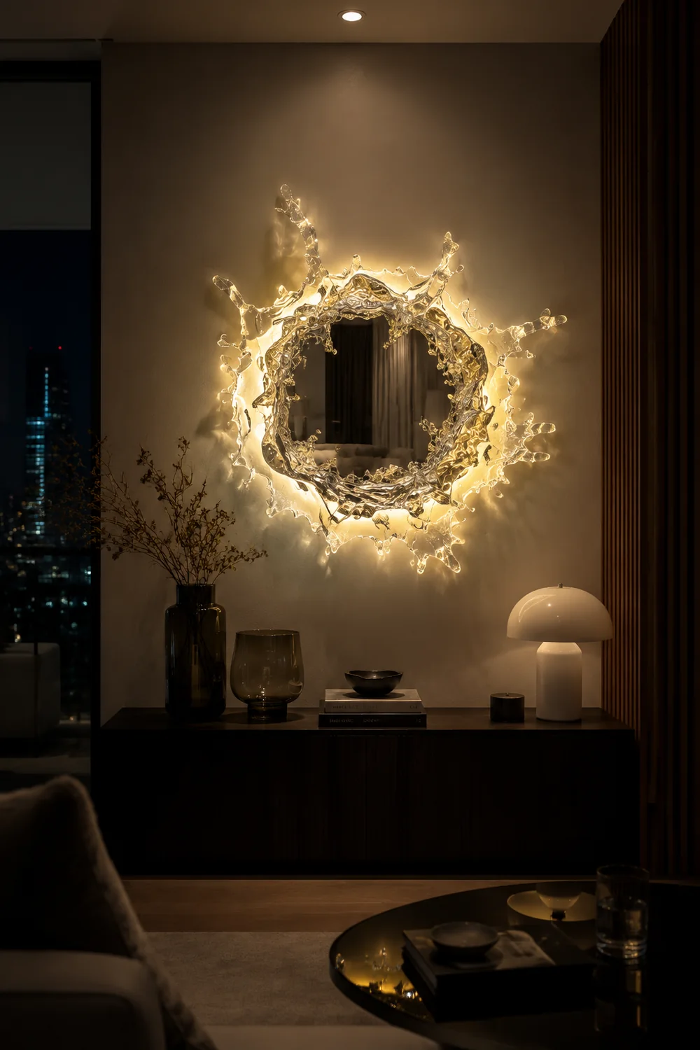 Kristy Wandlampe Wasserrippel Spiegel Licht Farbtemperatur umschaltbar, 2 Farbe, 45/66/88CM - Lumpaz