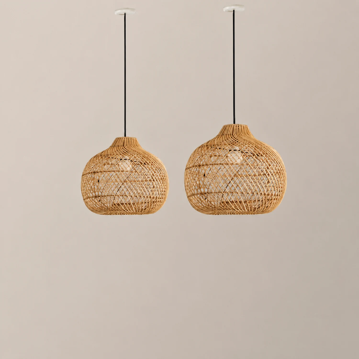 Handmade Wicker Basket Rattan Pendant Light - Lumpaz
