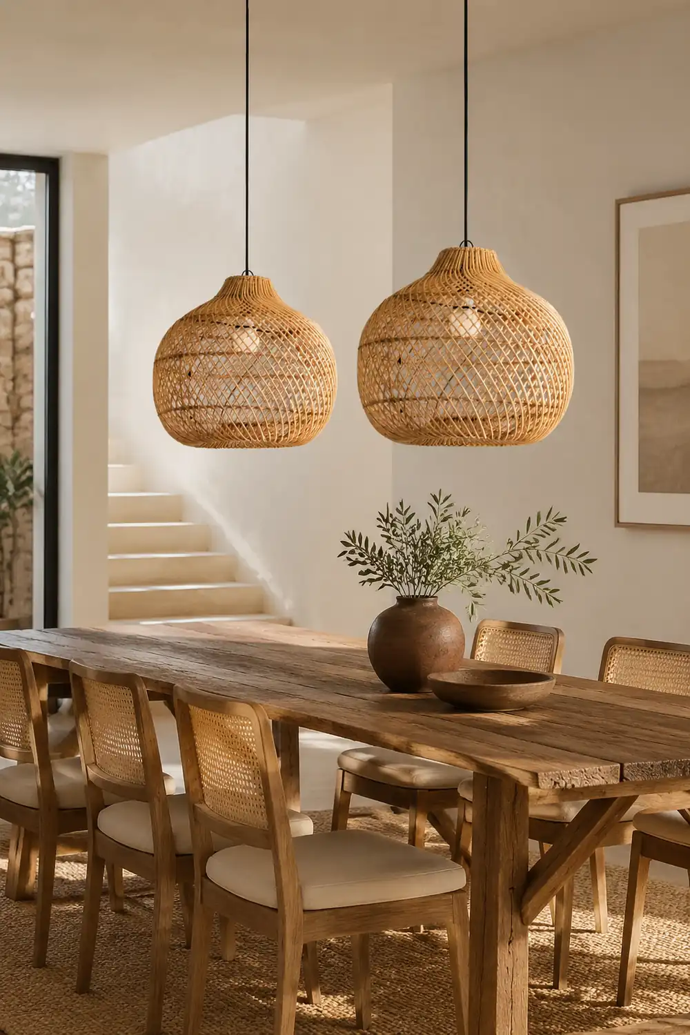 Handmade Wicker Basket Rattan Pendant Light - Lumpaz