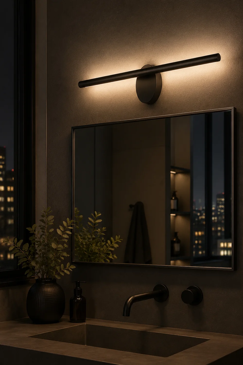 Edge Spiegelfront Waschtisch-Wandleuchte, L 60/80/100/120CM - Lumpaz