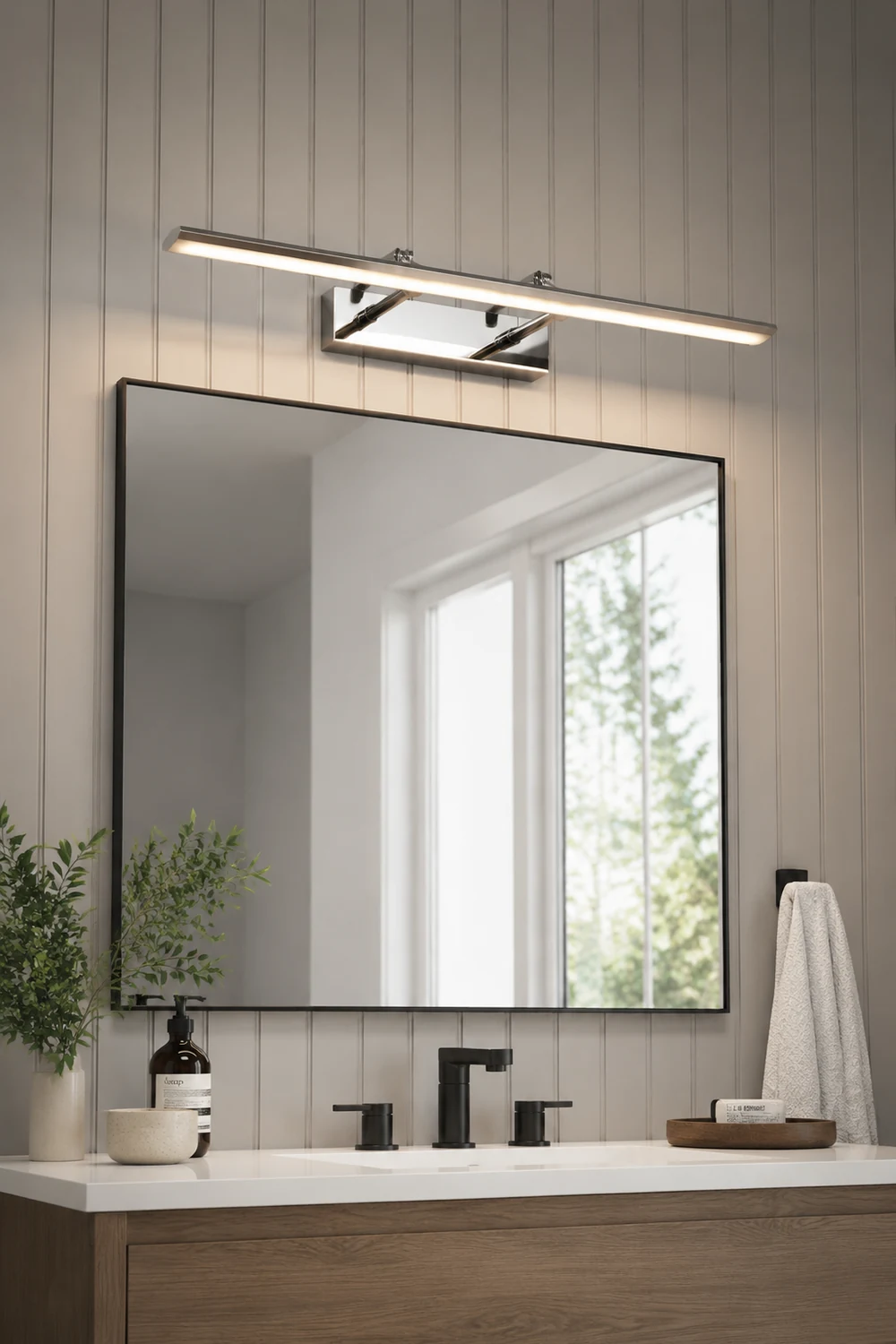 Leigh Spiegelfront Waschtisch-Wandleuchte, L 39/49/59/69CM - Lumpaz