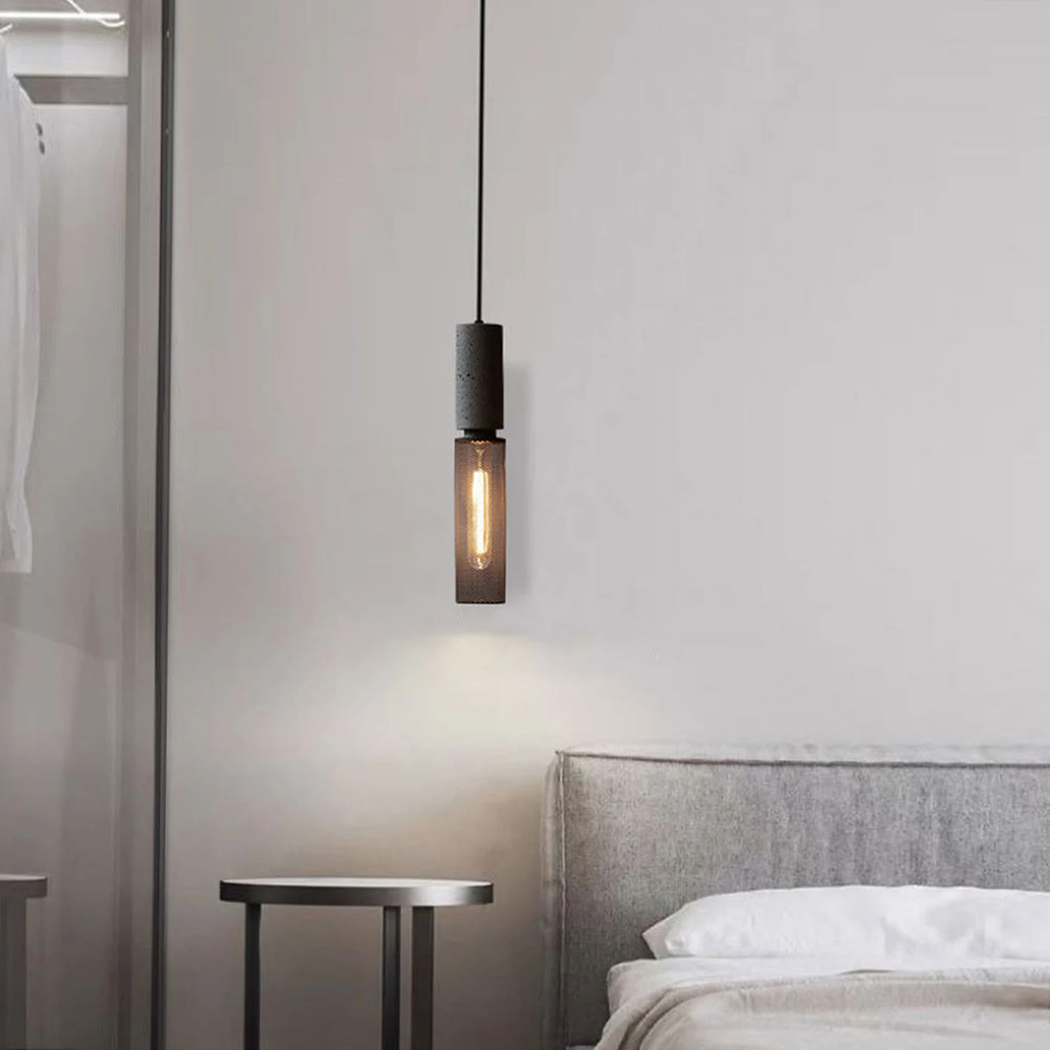 Zaid Industrielle Pendelleuchte, 6 Stile, Zement und Metall - Lumpaz