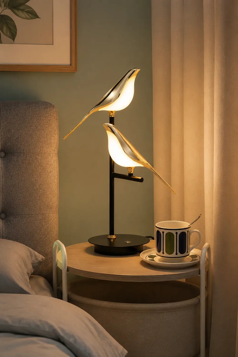 Golden Bird Table Lamp for Bedroom - Lumpaz