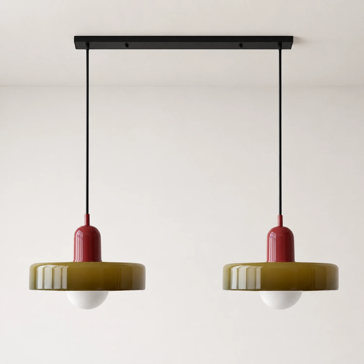 2 Heads Modern Bauhaus Glass Pendant Light