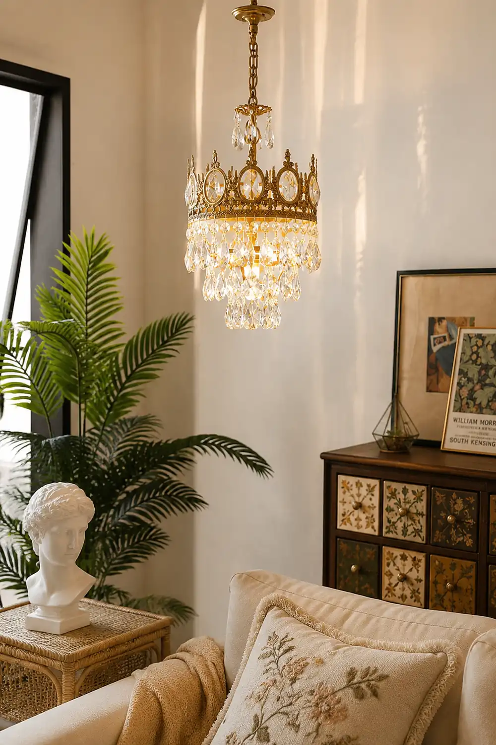 Retro French Gold Crystal Chandelier - Lumpaz