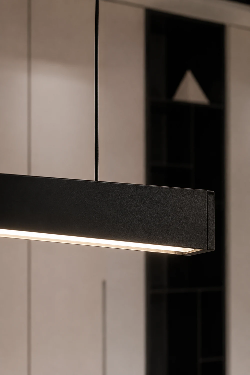 Edge Pendelleuchte Linear dimmbar, Metall&Holz, 60/80/100/120CM Lang - Lumpaz