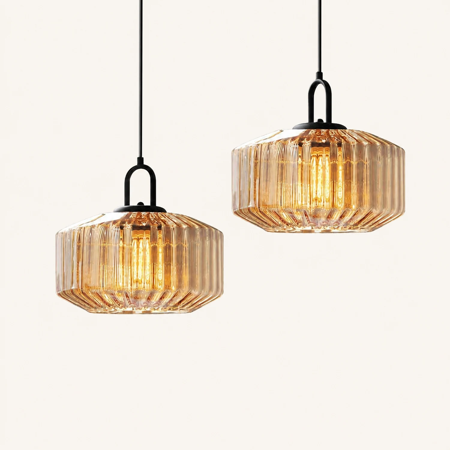 Mid Century Striped Glass Pendant Light - Lumpaz
