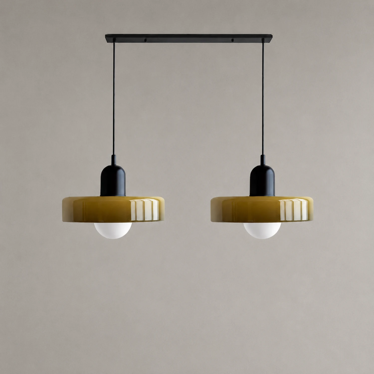 2 Heads Modern Bauhaus Glass Pendant Light - Lumpaz