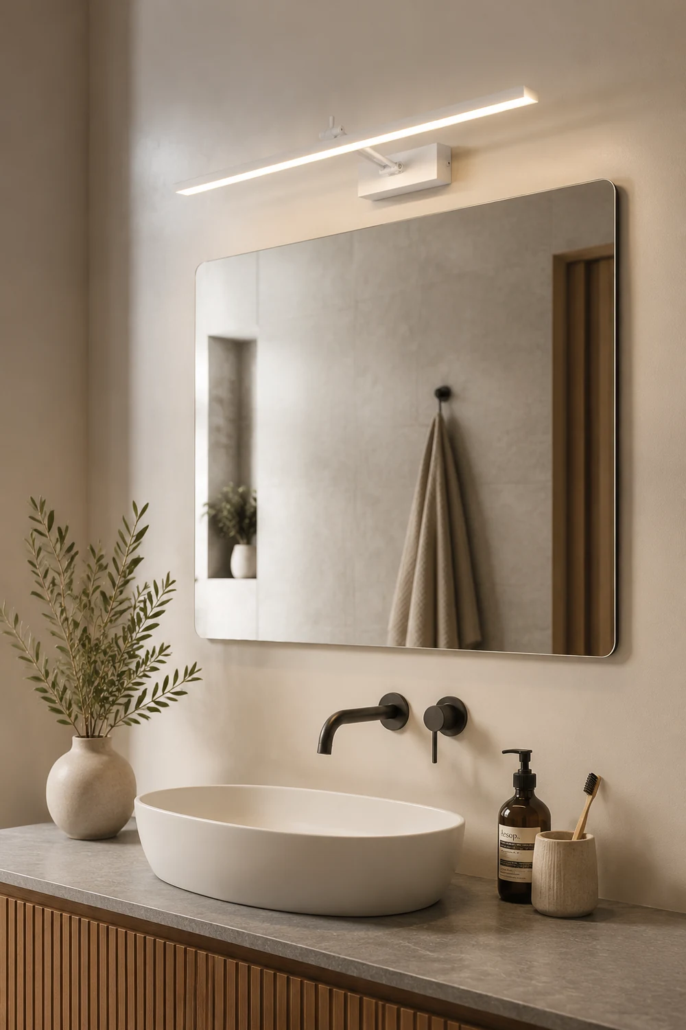 Edge Spiegelfront Waschtisch-Wandleuchte, 2 Farbe, L40/50/60/70CM - Lumpaz