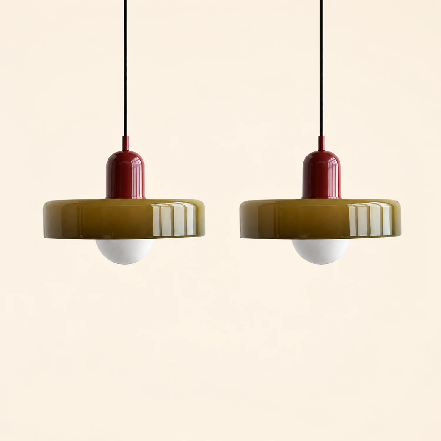 2 Heads Modern Bauhaus Glass Pendant Light - Lumpaz