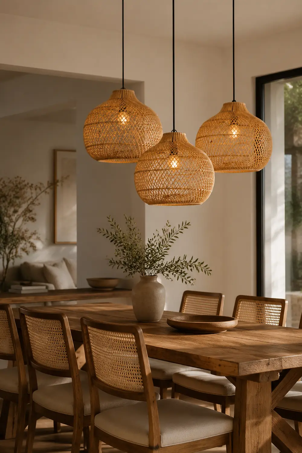 Handmade Wicker Basket Rattan Pendant Light - Lumpaz