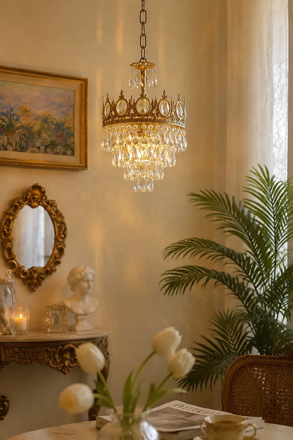 Retro French Gold Crystal Chandelier - Lumpaz