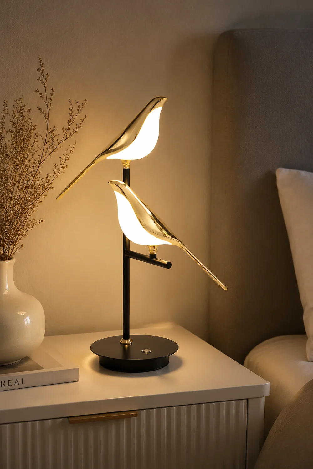 Golden Bird Table Lamp for Bedroom - Lumpaz