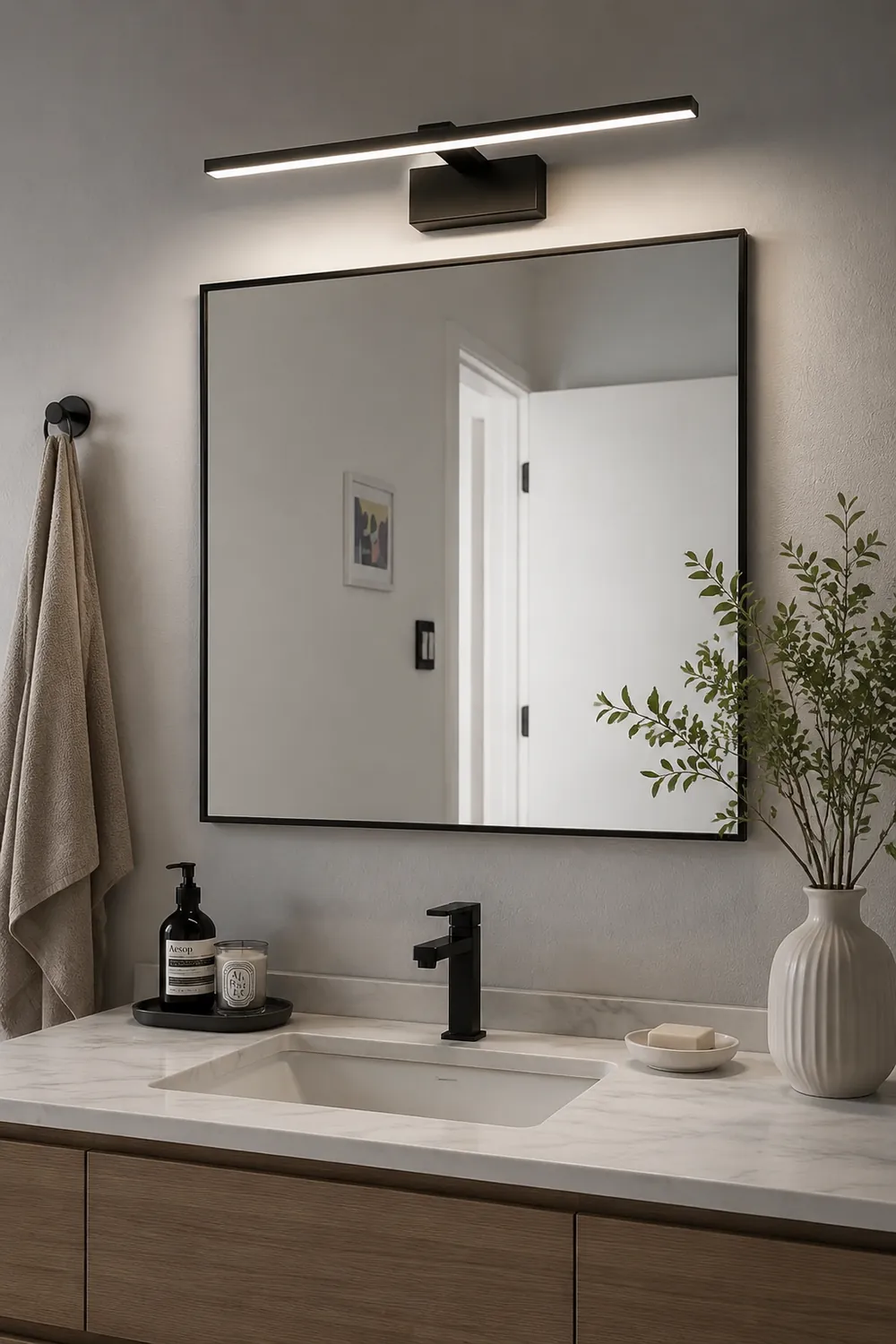 Edge Lineare Spiegelfront Waschtisch-Wandleuchte, L 39/49/59/69CM - Lumpaz