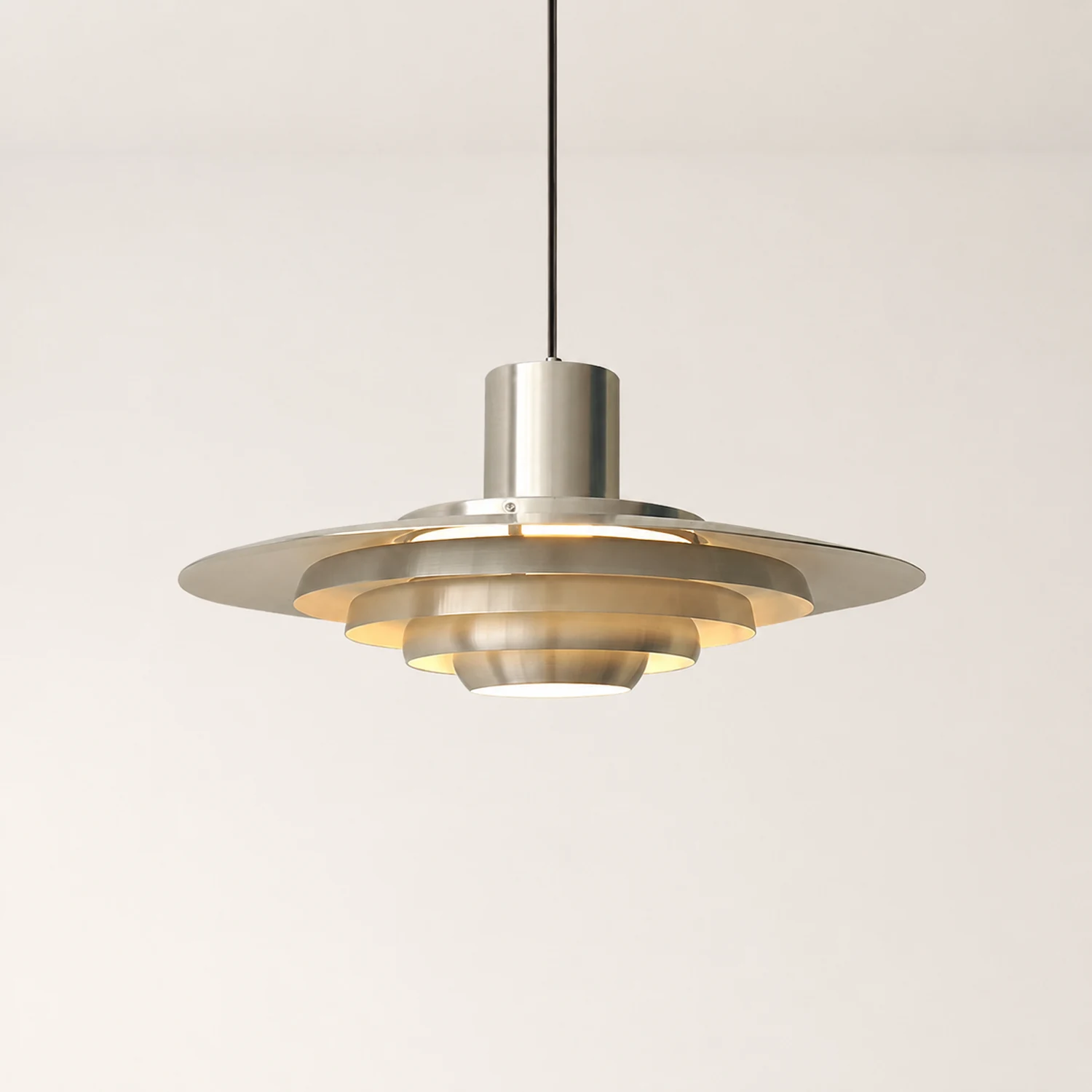 Large Brass Mid Century Modern Hanging Lamp Pendant Light
